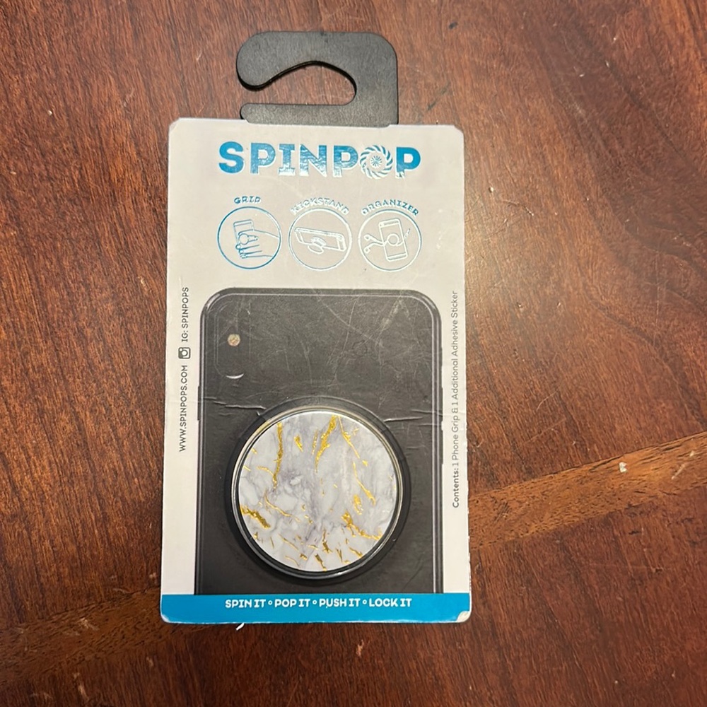 SpinPop Phonegrip, Foil Marble Gray and Gold